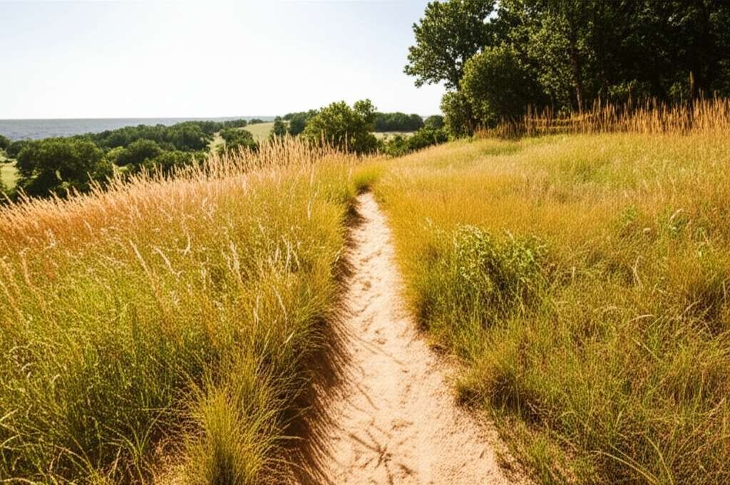 Generate a high-quality, relevant image prompt for an article about: 12 Hiking Trails In Nebraska: A