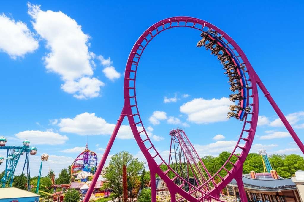 Generate a high-quality, relevant image prompt for an article about: 12 Amusement Parks in Nebraska: