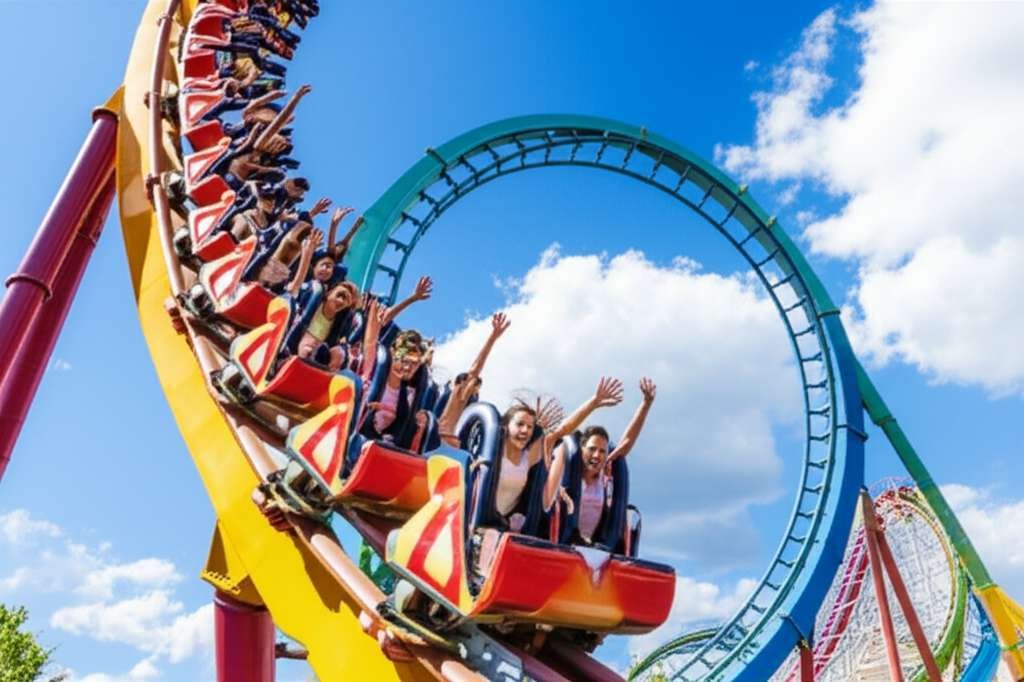 Generate a high-quality, relevant image prompt for an article about: 12 Amusement Parks in Nebraska: