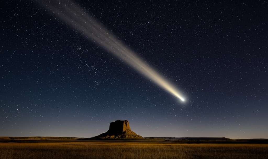 Generate a high-quality, relevant image prompt for an article about: Best Time to See Comet in Nebra