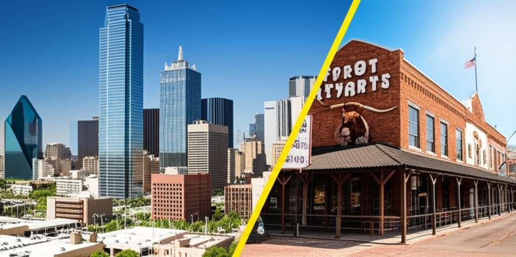 Generate a high-quality, relevant image prompt for an article about: Dallas or Fort Worth to Visit: