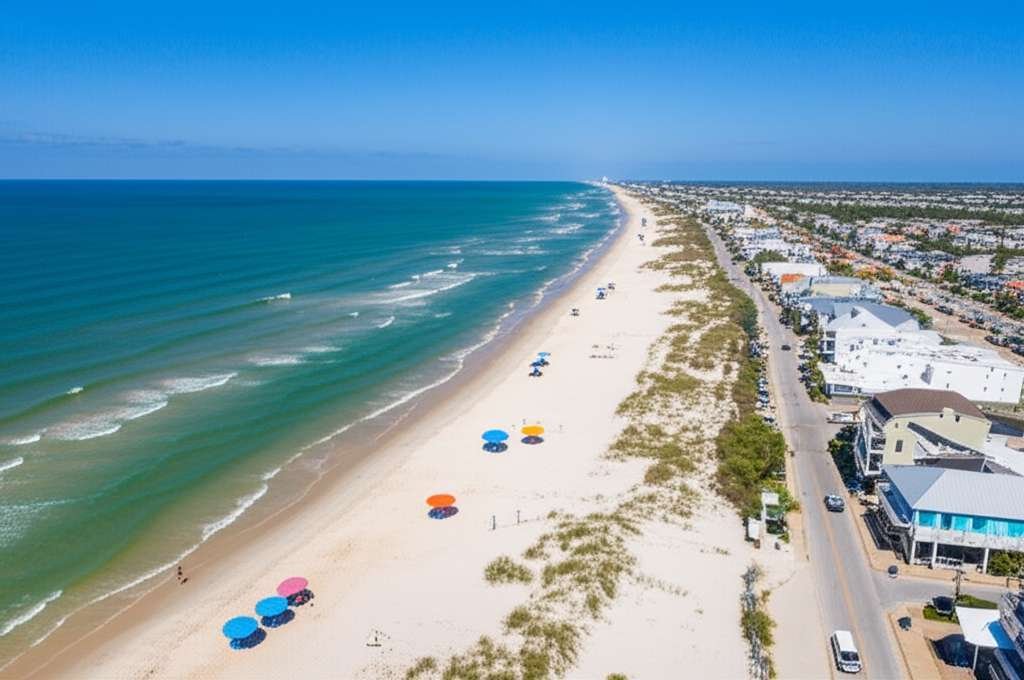 Generate a high-quality, relevant image prompt for an article about: Best Beach Towns In Texas: Amaz