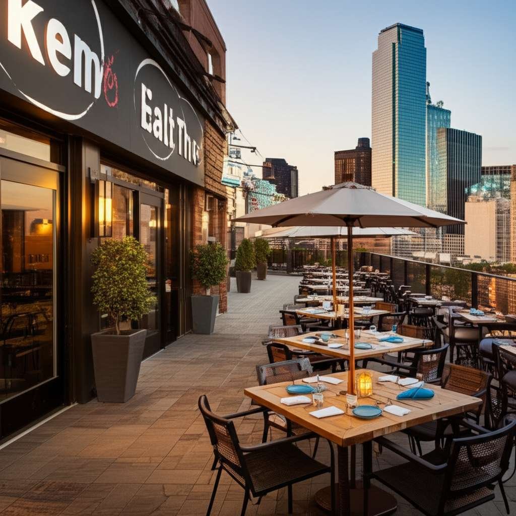 Generate a high-quality, relevant image prompt for an article about: Places to Eat in Dallas: Amazin