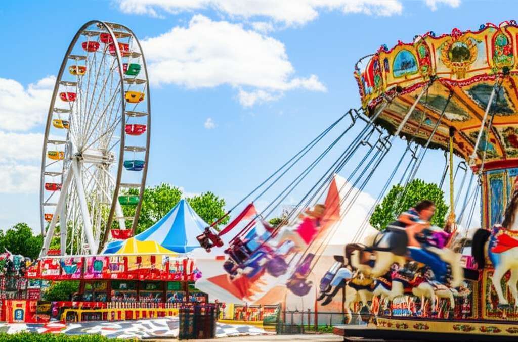 Generate a high-quality, relevant image prompt for an article about: 12 Amusement Parks In North Dak