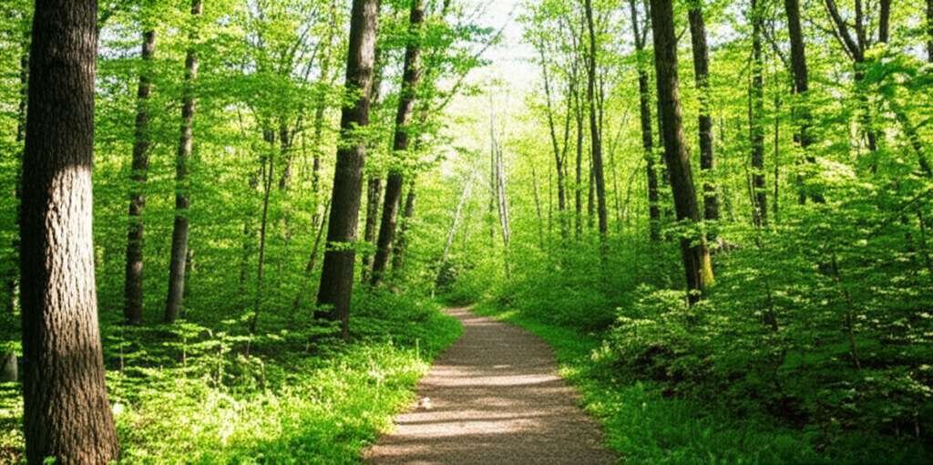 Generate a high-quality, relevant image prompt for an article about: 12 Hiking Trails in Laval: Stun