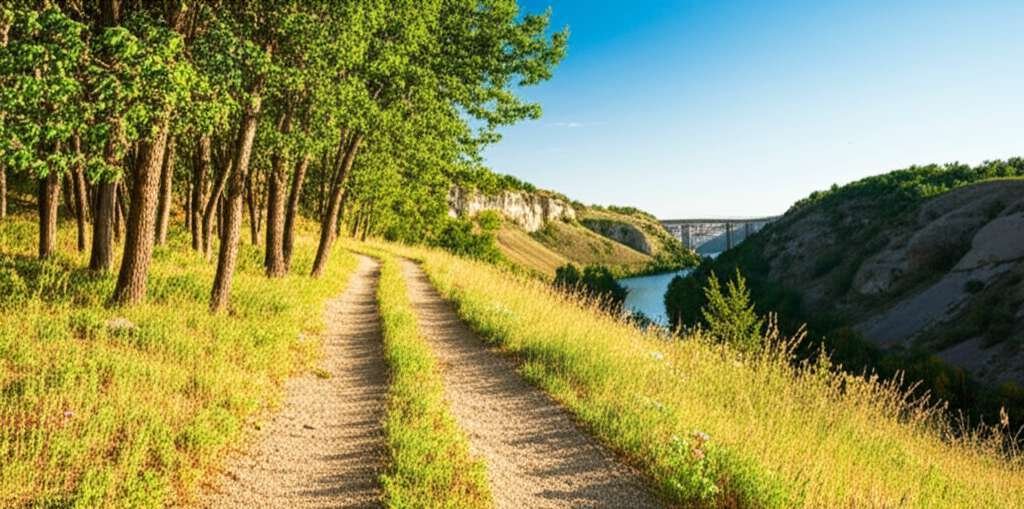 Generate a high-quality, relevant image prompt for an article about: 12 Hiking Trails in Lethbridge: