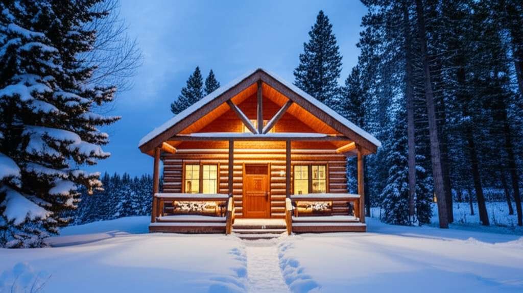 Generate a high-quality, relevant image prompt for an article about: 6 Romantic Cabins In North Dako