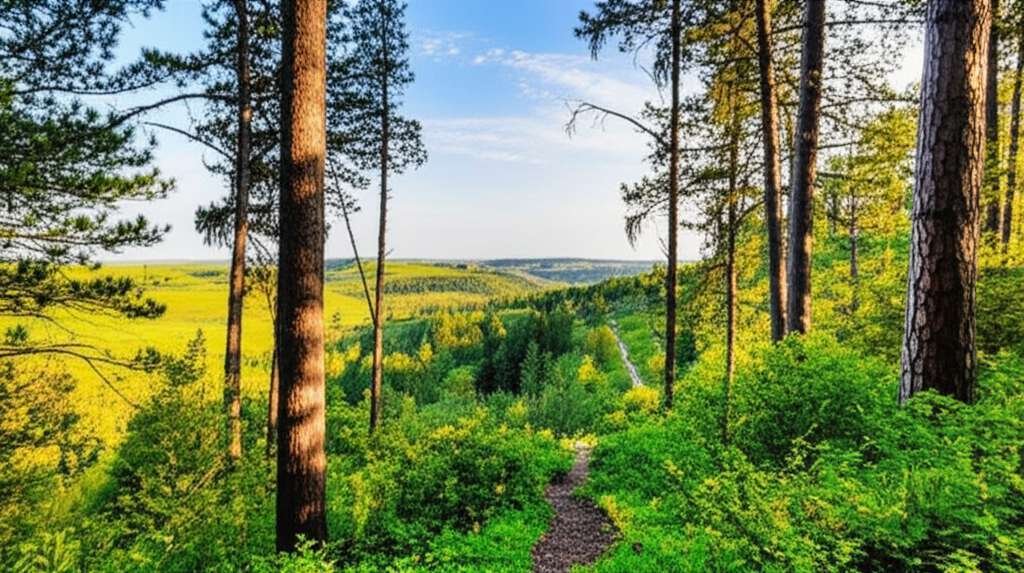 Generate a high-quality, relevant image prompt for an article about: 8 National Forests In North Dak