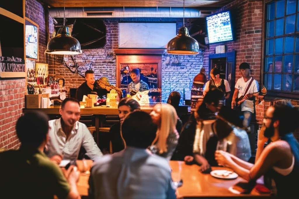 Generate a high-quality, relevant image prompt for an article about: 7 Nightlife Spots In North Dako