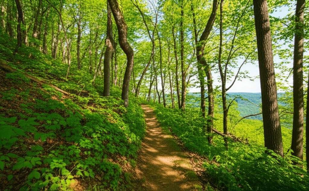 Generate a high-quality, relevant image prompt for an article about: 12 Hiking Trails In Ohio: Amazi