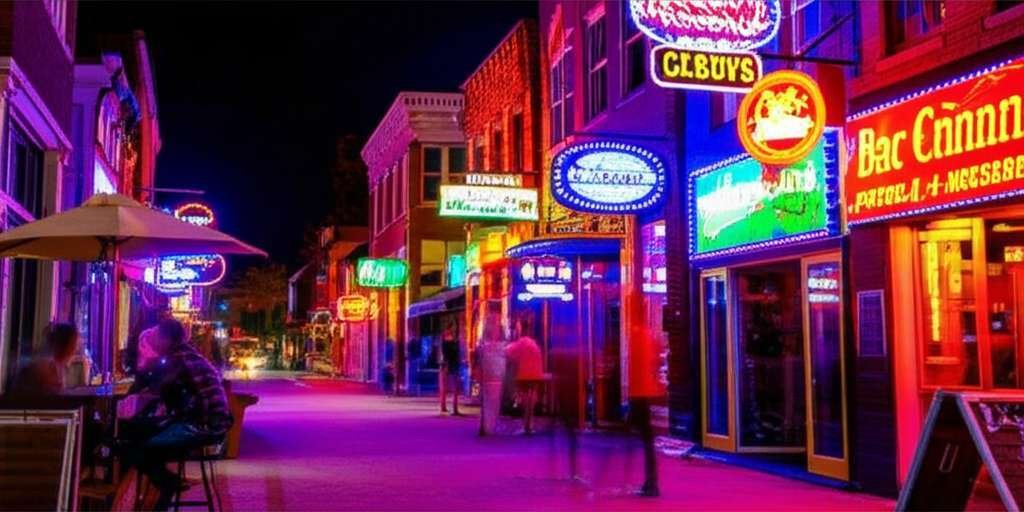 Generate a high-quality, relevant image prompt for an article about: 7 Nightlife Spots In Ohio: Amaz