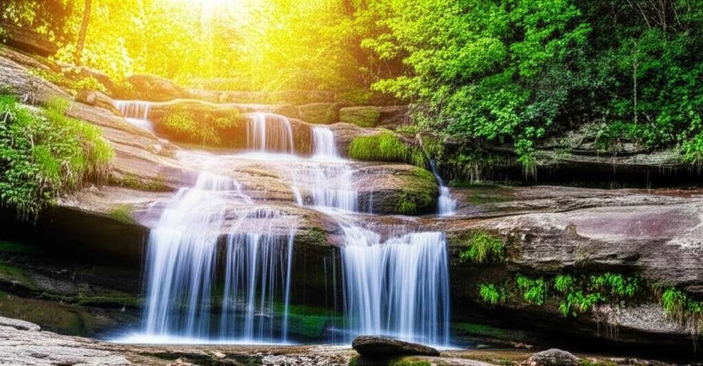 Generate a high-quality, relevant image prompt for an article about: 7 Waterfalls In Oklahoma: Amazi