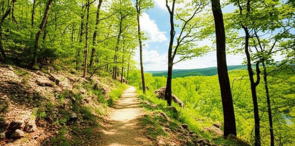 Generate a high-quality, relevant image prompt for an article about: 12 Hiking Trails In Oklahoma: A