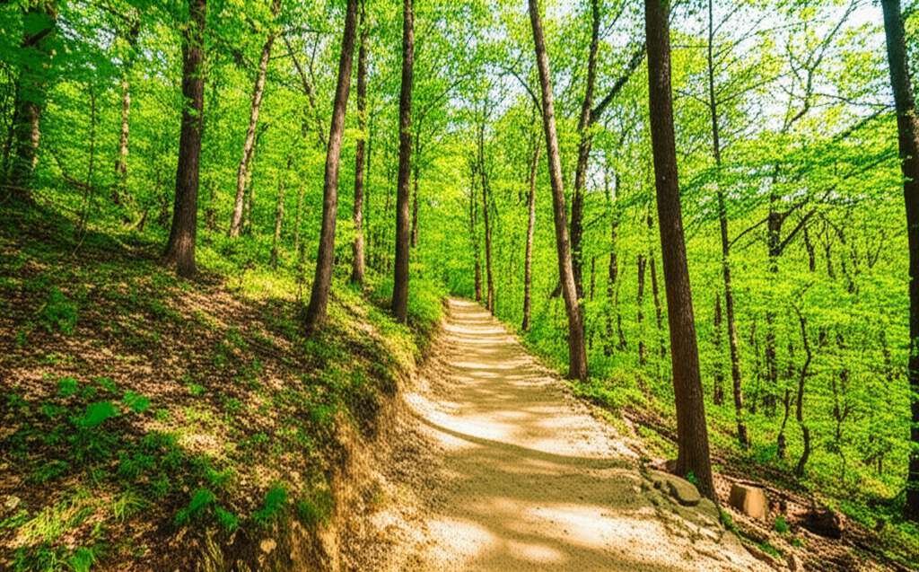 Generate a high-quality, relevant image prompt for an article about: 12 Hiking Trails in Oklahoma: A