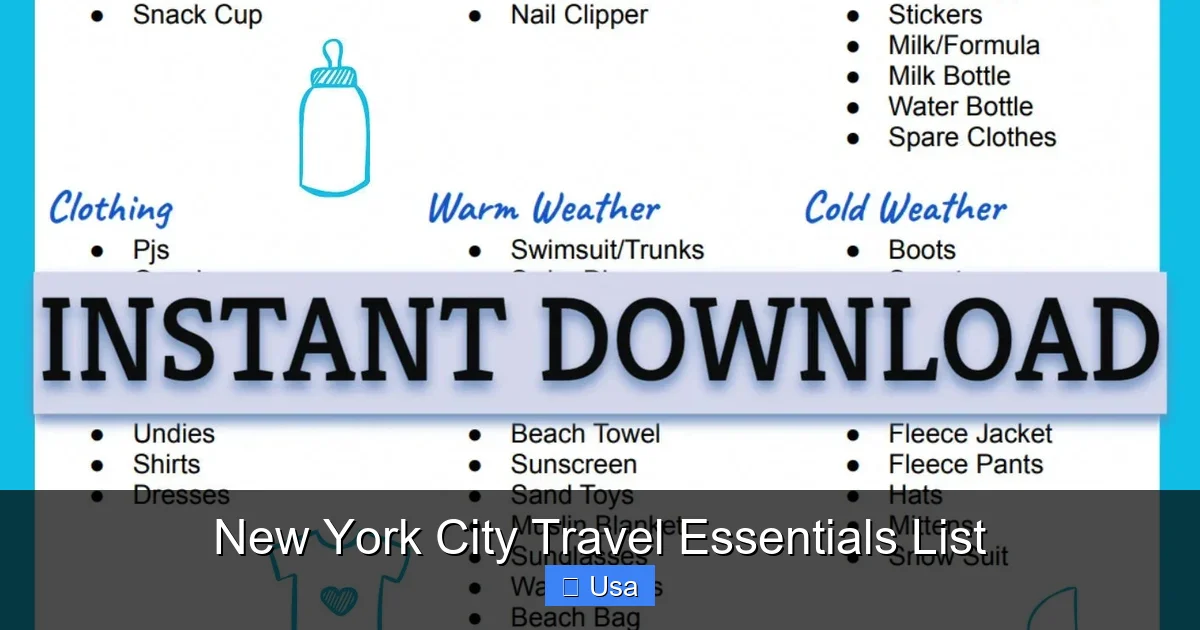 New York City Travel Essentials List