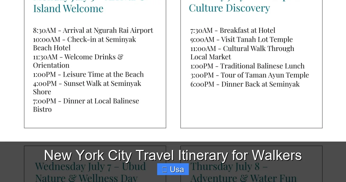 New York City Travel Itinerary for Walkers