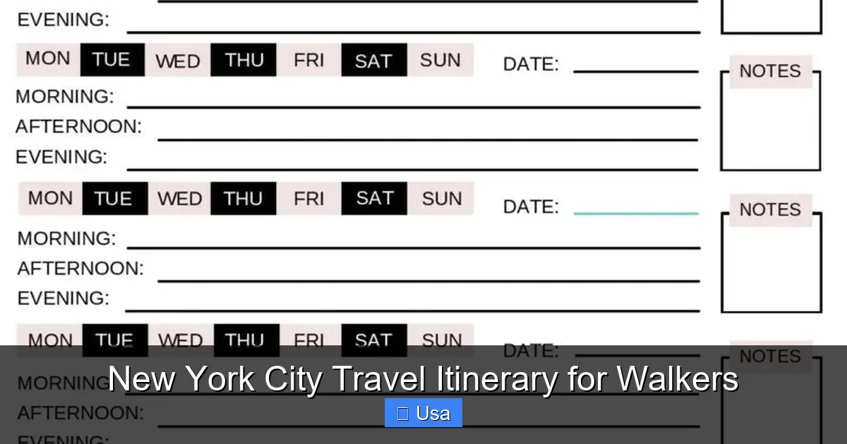 New York City Travel Itinerary for Walkers