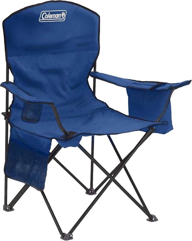 Coleman Portable Camping Chair: Cushioned Seat, 4-Can Cooler, Side Poc