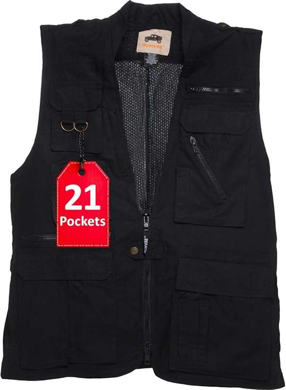 Durable Cotton Utility Vest with 21 Pockets for Travel, Hunting, and C