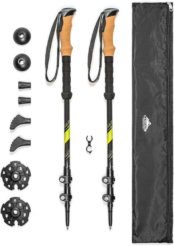 Cascade Mountain Tech Trekking Poles - Carbon Fiber Walking or Hiking 