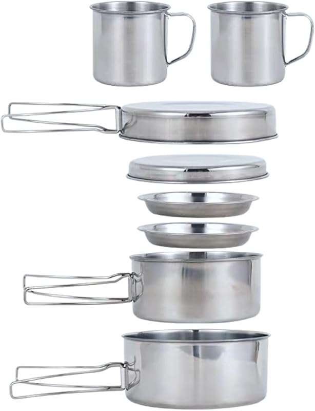 BeGrit Mini Backpacking Camping Cookware Mess Kit with Pot and Pan for