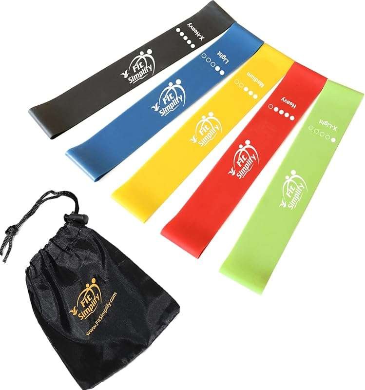 Set of 5 Resistance Loop Exercise Bands for Beginners with Instruction
