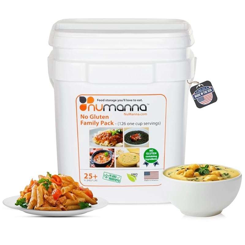 Numanna No-Gluten Family Emergency Food Kit: 1-Month Supply with 25-Ye