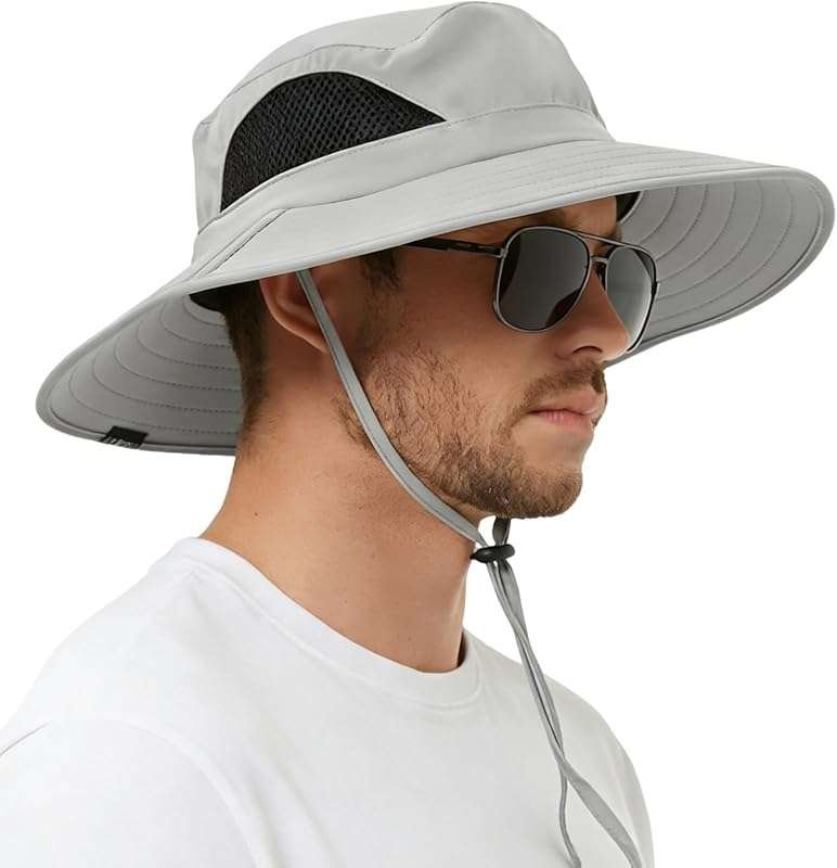Wide Brim Bucket Sun Hat for Hiking, Featuring UPF 50+ Sun Protection.