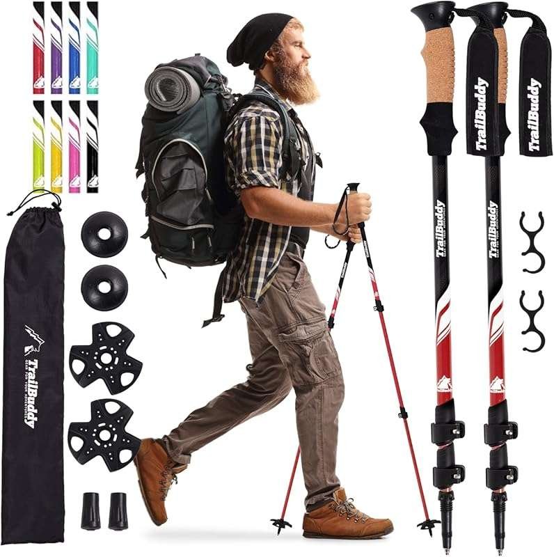 TrailBuddy Collapsible Aluminum Hiking Poles for Men, Women, and Senio