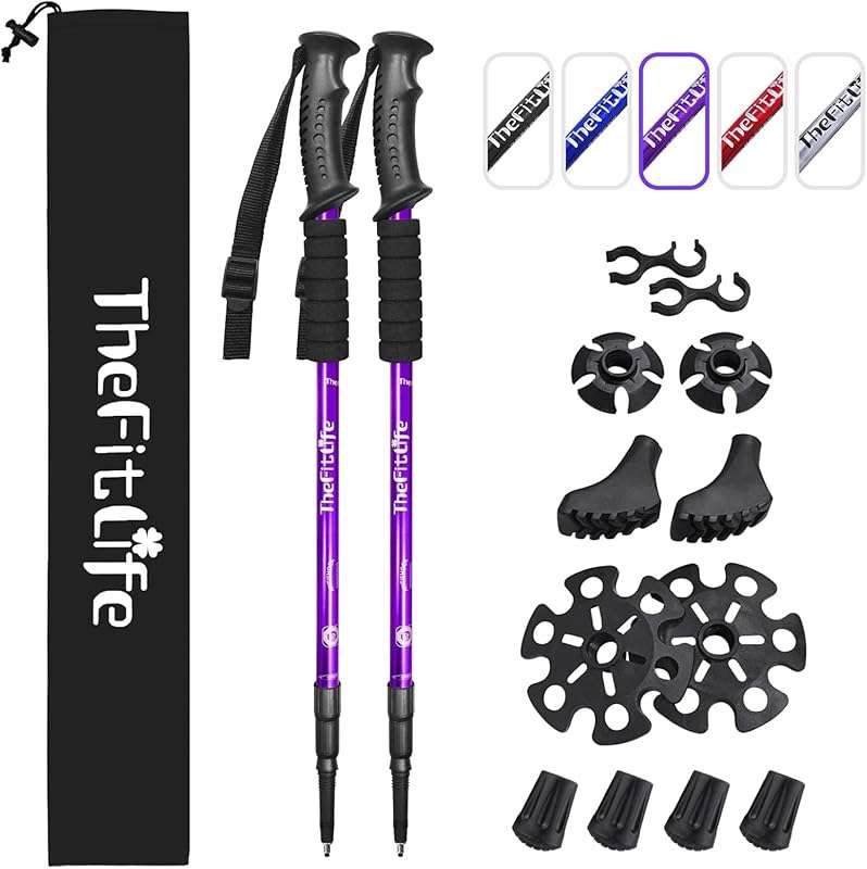 TheFitLife Nordic Walking Trekking Poles with Anti-Shock, Quick Lock,