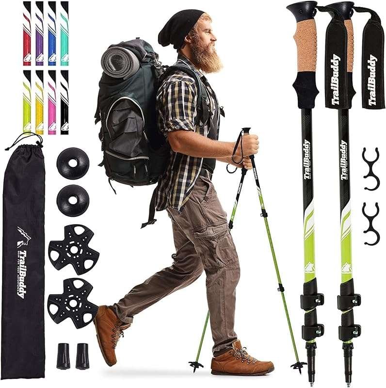 TrailBuddy Aluminum Trekking Poles for Women, Men, and Seniors – Colla