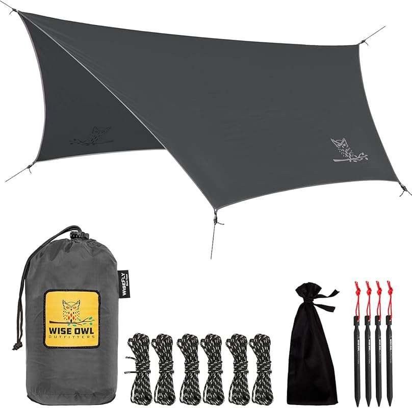 Wise Owl Outfitters Ultralight Waterproof Hiking Tarp and Rain Fly for