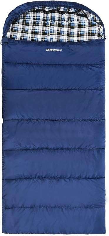 REDCAMP Cotton Flannel Sleeping Bag for Adults with Detachable Hood fo