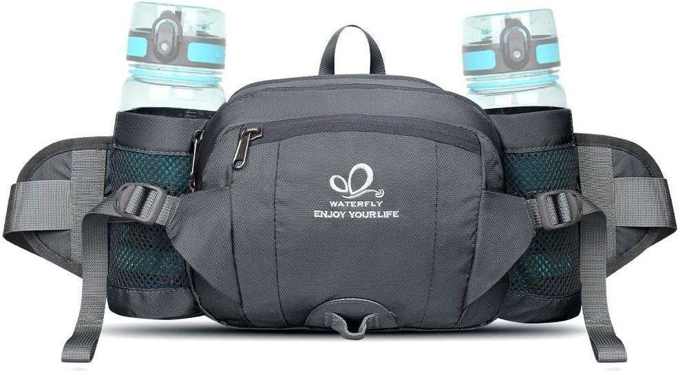 WATERFLY Large Hiking Fanny Pack with 2 Water Bottle Holders and Lumba
