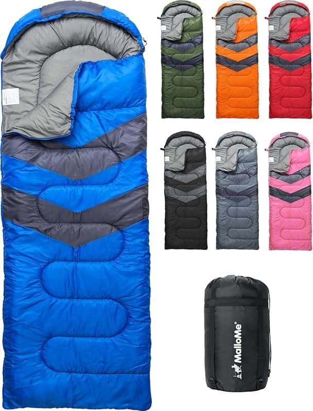 MalloMe Lightweight, Compact Sleeping Bag for 10-12 Year Old Boys - Co