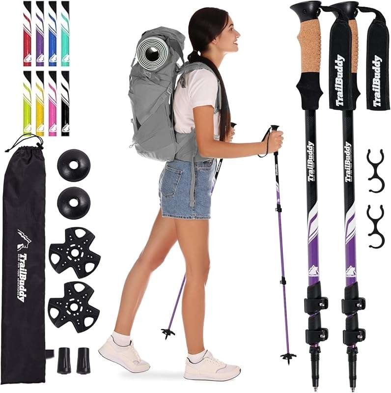 TrailBuddy Trekking Poles – Lightweight 7075 Aluminum Hiking Poles for