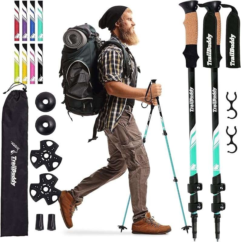 TrailBuddy Lightweight Aluminum Hiking Poles for Men, Women & Seniors