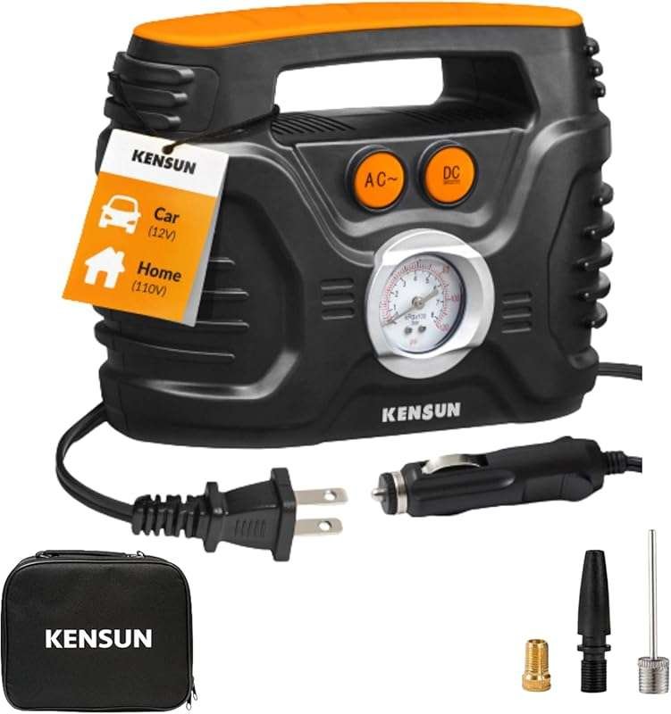 Kensun Portable AC/DC Electric Air Pump for Mattresses, Home, and Car