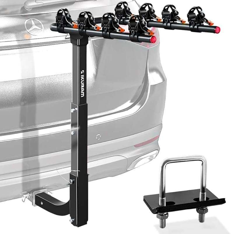 IKURAM 4 Bike Hitch Mount Foldable Rack with 2