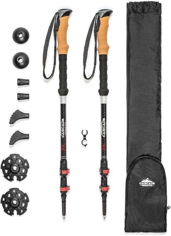 Cascade Mountain Tech Trekking Poles - Carbon Fiber Walking or Hiking 