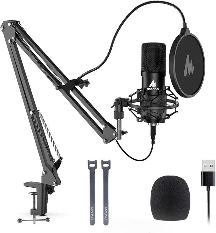 MAONO USB Condenser Cardioid Microphone Kit for PC, Ideal for YouTube 
