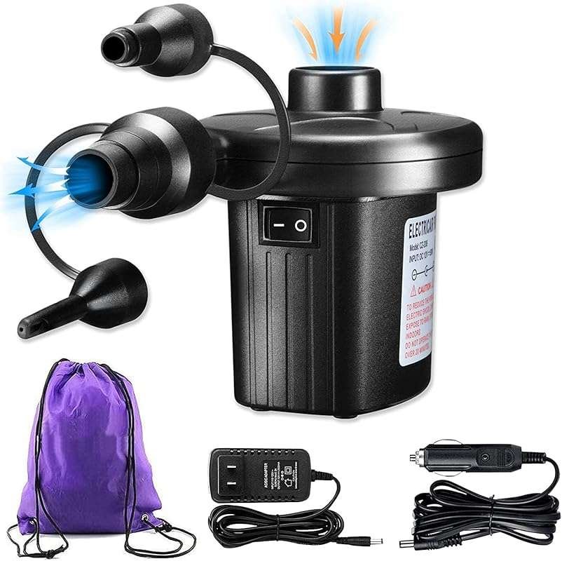 Electric Air Pump, 110V AC/12V DC Portable Air Mattress Two-Way Univer