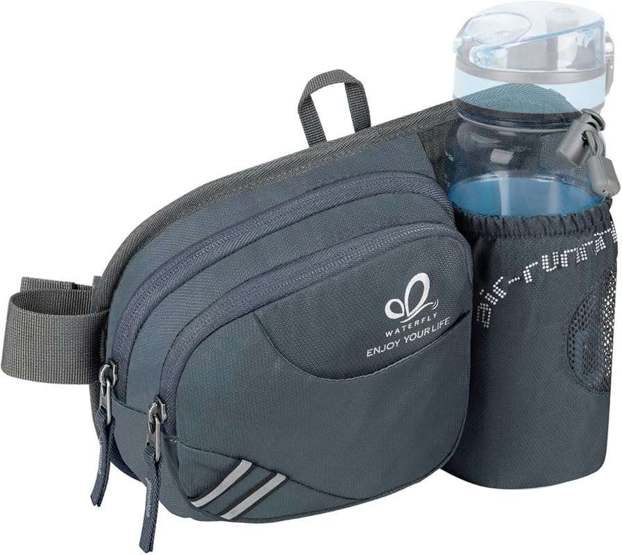 WATERFLY Hiking Fanny Pack: Unisex Waist Bag with Water Bottle Holder 