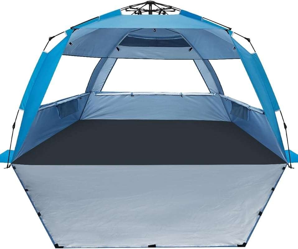 Pop Up Beach Tent for 6 Person - UV Protection, Extendable Floor & Ven