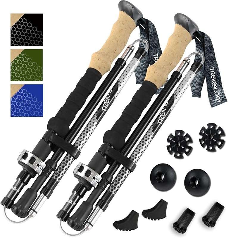 Trekology Trek-Z Collapsible Hiking Poles for Support and Stability fo