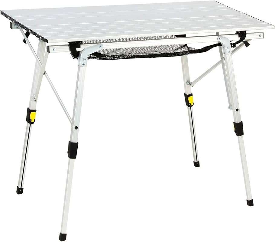 Portable Outdoor Aluminum Roll Up Camping Table with Adjustable Height