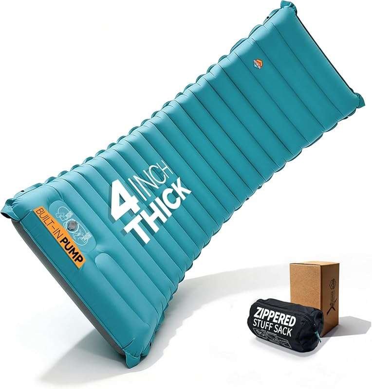 Compact 4-Inch Thick Inflatable Backpacking Sleeping Pad – No Bottomin