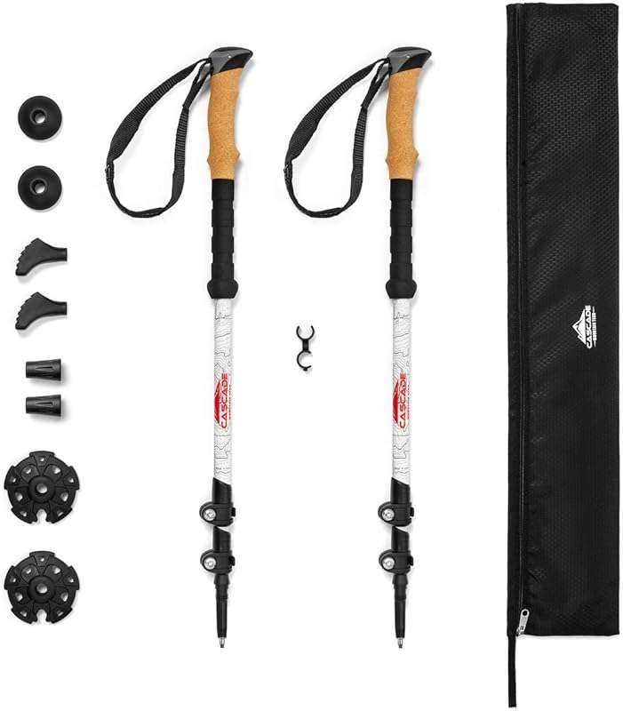 Cascade Mountain Tech Trekking Poles - Carbon Fiber Walking or Hiking 
