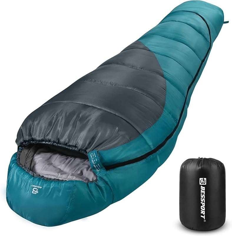 Bessport Mummy Sleeping Bag: 15-45℉ 3-4 Season for Adult Backpacking a