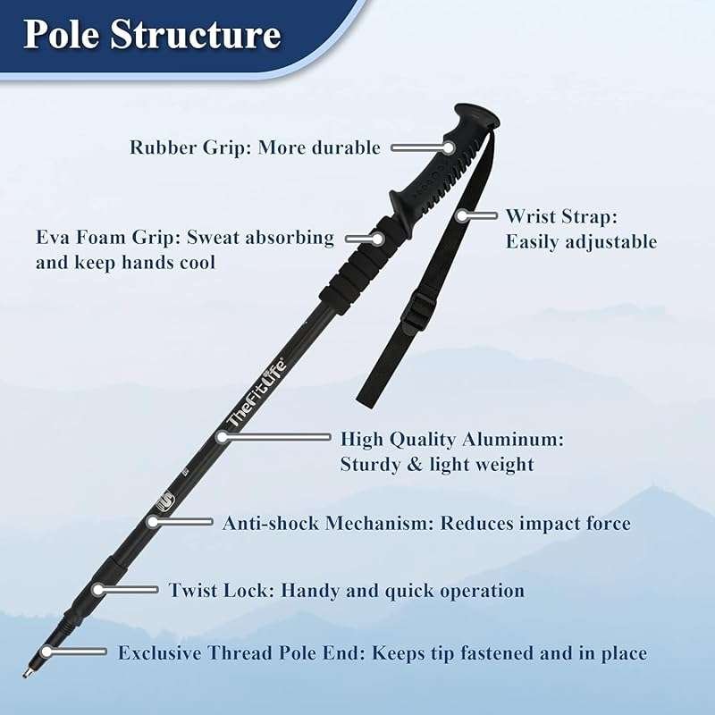 TheFitLife Anti-Shock Telescopic Nordic Walking and Trekking Poles for